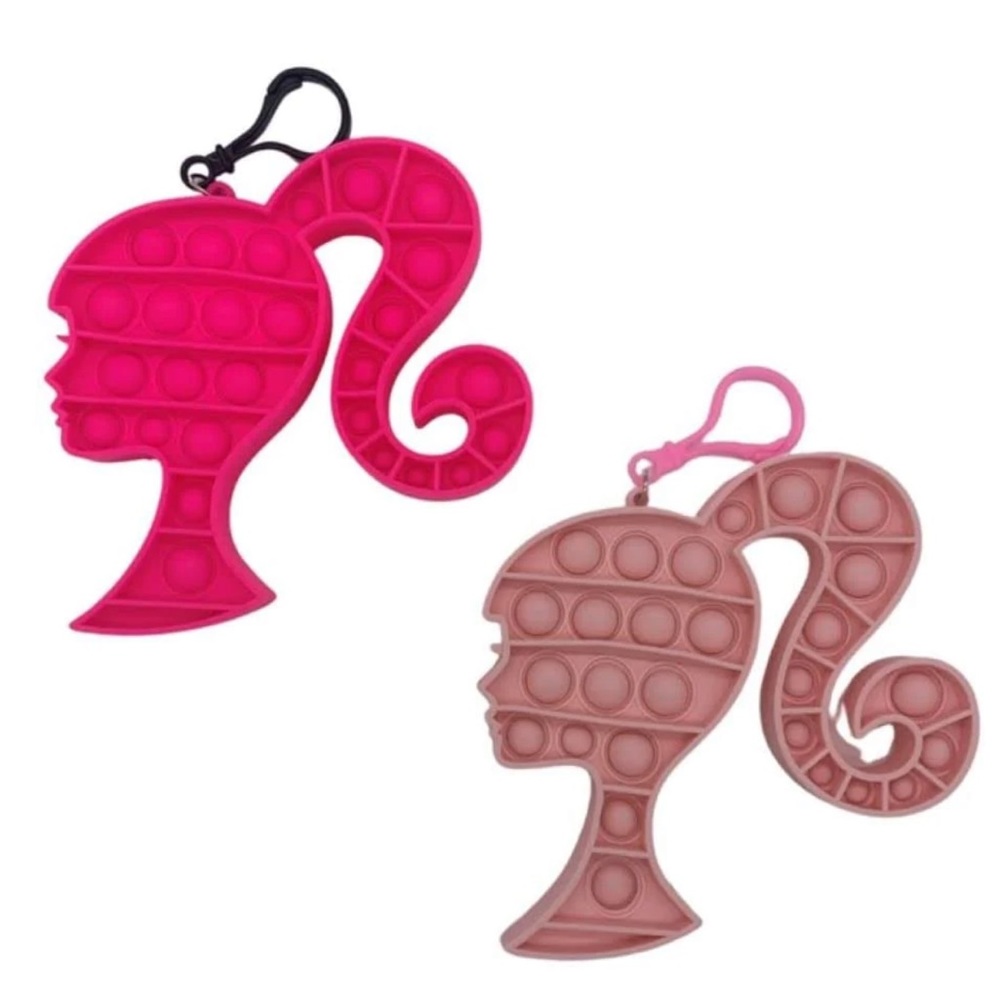 Barbie Pink Sensory Fidget Poppers Clip Keychains Set
